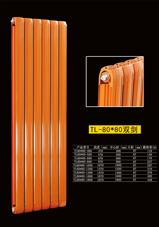 铜铝散热器80X80双剑